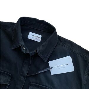 ICON DENIM | XS | Cotton Long Oversized Button Down Star Fringe Raw Hem Shacket